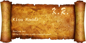 Kiss Radó névjegykártya